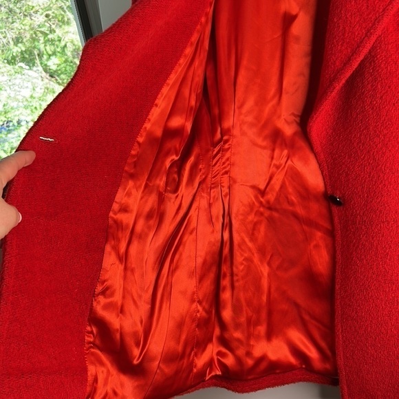 Emanuel Ungaro Parallele Paris Sz 6 Red Wood Tapered Blazer Jacket Coat - Picture 10 of 11